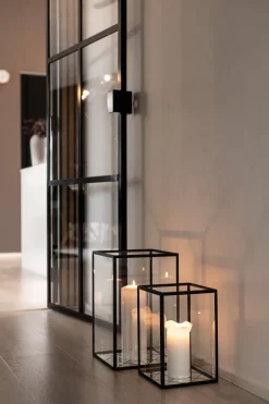 Harlequin Lantern - Clear Mirror, Black Frame Small (20*20*30)