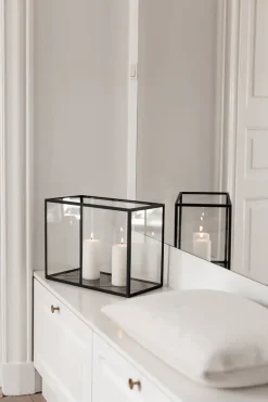 Herringbone Lantern - Bronze Mirror, Black Frame Long (30*20*40)