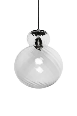 Lily Pendant Lamp - Clear - Black Metal Swirl Large