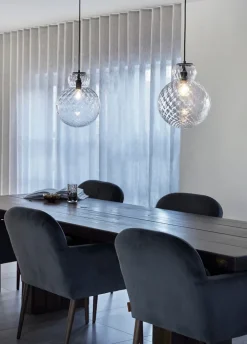 Lily Pendant Lamp - Clear - Black Metal Harlequin Large