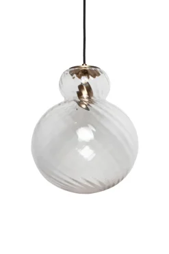 Lily Pendant Lamp - Clear - Brass Metal Swirl Large