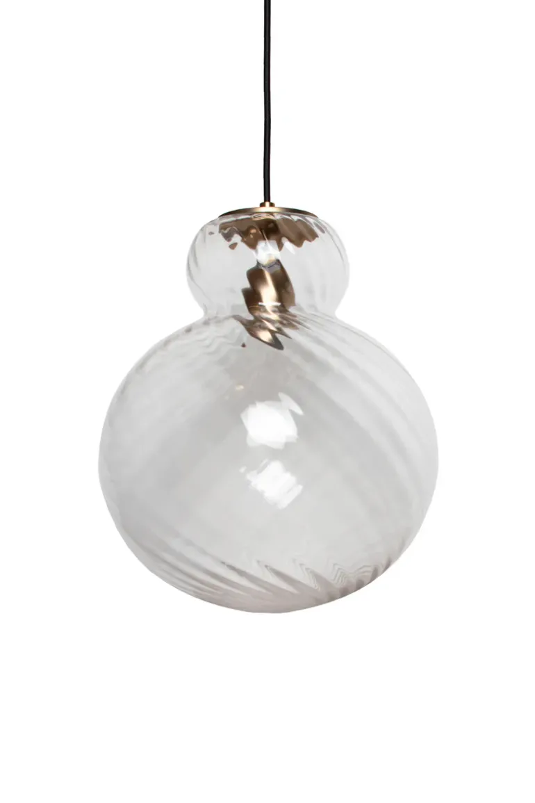 Lily Pendant Lamp - Clear - Brass Metal Swirl Large