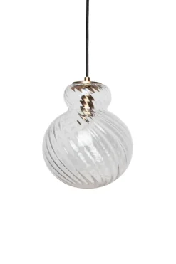 Lily Pendant Lamp - Clear - Brass Metal Swirl Small