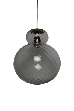 Lily Pendant Lamp - Grey - Brass Metal Swirl Large