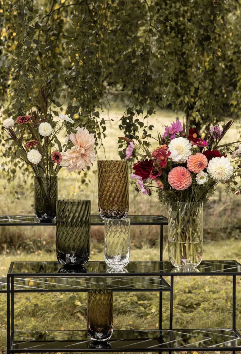 Meadow Swirl Cylinder Vase - Grey Medium