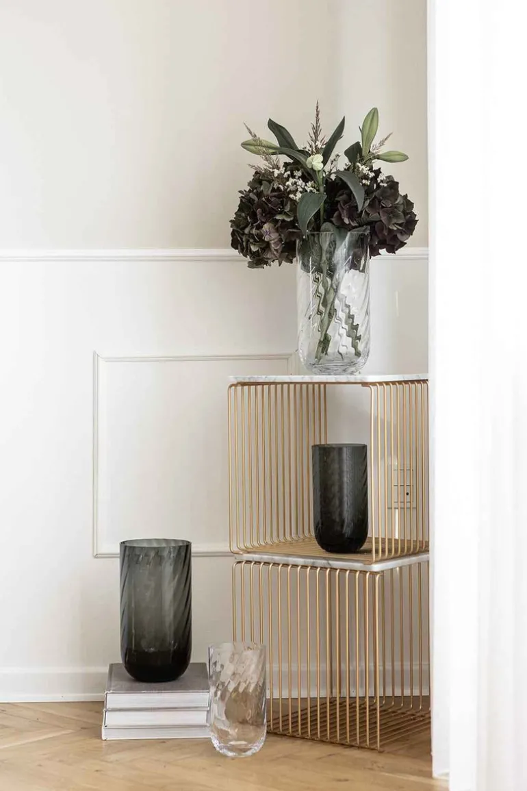 Meadow Swirl Cylinder Vase - Grey Medium