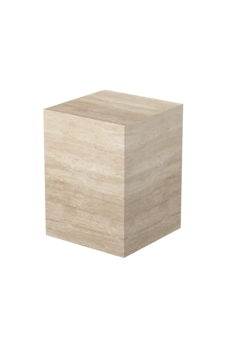 Phantom Cube Table - Travertine Side Table
