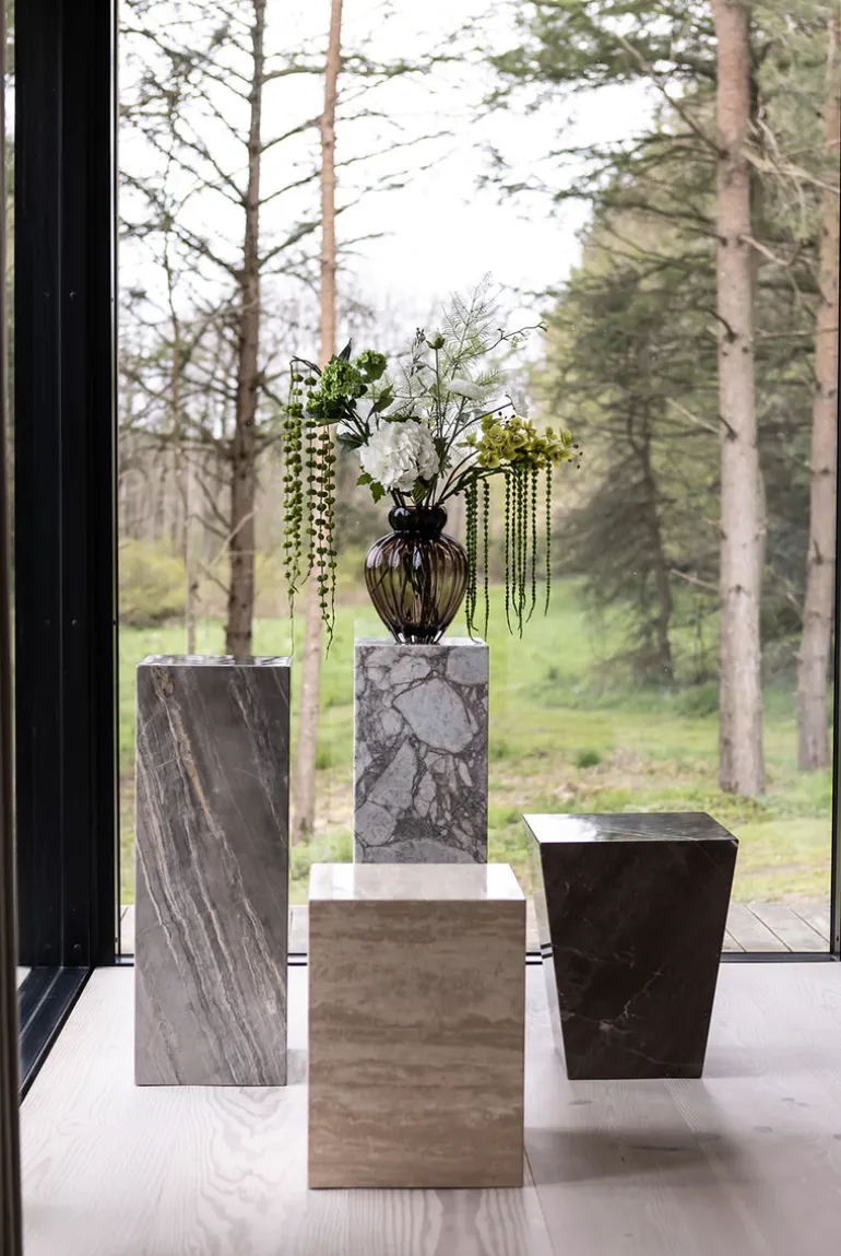 Phantom Cube Table - Travertine Side Table