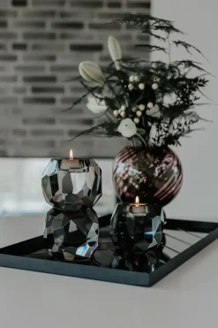 Storm T-Light Candle Holder - Grey Stacked