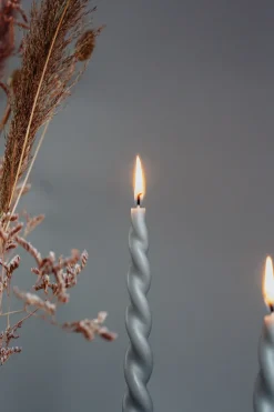 The Curly Candle Collection - Packed with 4 Pieces per box - Steel Grey Fully Curled