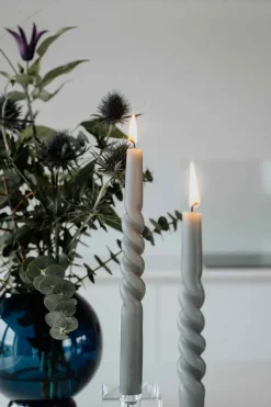 The Curly Candle Collection - Packed with 4 Pieces per box - Steel Grey Middle Curled