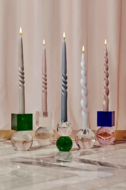 The Curly Candle Collection - Packed with 4 Pieces per box - Steel Grey Middle Curled