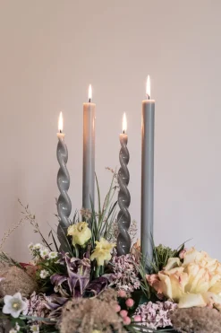 The Glossy Candle Collection - Packed with 4 pieces per box - Steel Grey Fully Curled