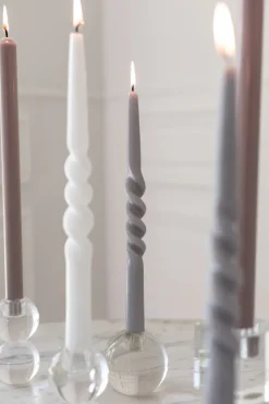 The Pearl Candle Collection - Packed with 4 Pieces per box - Grey Pearl Middle Curled